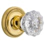Nostalgic Warehouse Crystal Solid Brass Passage Door Knob Set with Rope Rose and 2-3/8" Backset Polished Brass