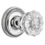 Nostalgic Warehouse Crystal Solid Brass Passage Door Knob Set with Rope Rose and 2-3/8" Backset Bright Chrome