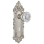 Nostalgic Warehouse Crystal Solid Brass Privacy Door Knob Set with Victorian Rose, Keyhole and 2-3/8" Backset Satin Nickel
