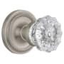 Nostalgic Warehouse Crystal Solid Brass Passage Door Knob Set with Rope Rose and 2-3/8" Backset Satin Nickel