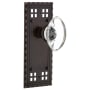 Nostalgic Warehouse Vintage Oval Clear Crystal Privacy Door Knob Set with Solid Brass Long Craftsman Plate and 2-3/8" Backset Timeless Bronze