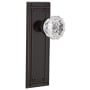 Nostalgic Warehouse Vintage Fluted Crystal Privacy Door Knob Set with Solid Brass Mission Style Back Plate and 2-3/8" Backset Timeless Bronze