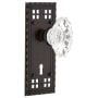 Nostalgic Warehouse Vintage Chateau Fluted Crystal Privacy Door Knob Set with Solid Brass Long Craftsman Plate, Keyhole and 2-3/8" Backset Timeless Bronze