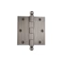 Nostalgic Warehouse Solid Brass 3.5" x 3.5" Heavy Duty Commercial Approved Arch Hole Pattern Square Corner Mortise Door Hinge with Ball Tip Antique Pewter