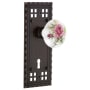 Nostalgic Warehouse Vintage Porcelain Painted Rose Privacy Door Knob Set with Forged Brass Long Craftsman Plate, Keyhole and 2-3/8" Backset Timeless Bronze