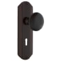 Nostalgic Warehouse Vintage Black Porcelain Privacy Door Knob Set with Solid Brass Art Deco Plate, Keyhole and 2-3/8" Backset Timeless Bronze