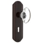 Nostalgic Warehouse Vintage Oval Egg Smooth Crystal Privacy Door Knob Set with Art Deco Plate, Keyhole and 2-3/8" Backset Timeless Bronze