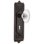 Nostalgic Warehouse Vintage Oval Fluted Crystal Flower Privacy Door Knob Set with Solid Brass Victorian Egg and Dart Back Plate, Keyhole and 2-3/8" Backset Timeless Bronze