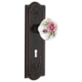 Nostalgic Warehouse Vintage Cottage Porcelain Painted Rose Privacy Door Knob Set with Solid Brass Meadows Rose, Keyhole and 2-3/8" Backset Timeless Bronze