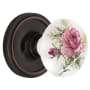 Nostalgic Warehouse Vintage Porcelain Painted Rose Vintage Skeleton Key Retrofit Entry Handleset Trim with Solid Brass Classic Rose Plate, Keyhole and 2-1/4" Backset Timeless Bronze