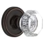 Nostalgic Warehouse Vintage Luxe Waldorf Lead Crystal Octagon Vintage Skeleton Key Retrofit Entry Handleset Trim with Solid Brass Classic Rose Plate, Keyhole and 2-1/4" Backset Timeless Bronze