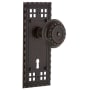 Nostalgic Warehouse Vintage Meadows Solid Brass Vintage Skeleton Key Retrofit Entry Handleset Trim with Long Craftsman Plate, Keyhole and 2-1/4" Backset Timeless Bronze