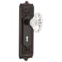 Nostalgic Warehouse Vintage Chateau Fluted Crystal Vintage Skeleton Key Retrofit Entry Handleset Trim with Victorian Egg and Dart Plate, Keyhole and 2-1/4" Backset Timeless Bronze