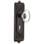 Nostalgic Warehouse Vintage Oval Egg Clear Crystal Vintage Skeleton Key Retrofit Entry Handleset Trim with Solid Brass Victorian Egg and Dart Back Plate, Keyhole and 2-1/4" Backset Timeless Bronze