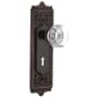 Nostalgic Warehouse Vintage Waldorf Crystal Gem Cut Octagon Vintage Skeleton Key Retrofit Entry Handleset Trim with Solid Brass VIctorian Egg and Dart Back Plate, Keyhole and 2-1/4" Backset Timeless Bronze