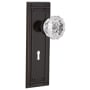 Nostalgic Warehouse Vintage Fluted Crystal Vintage Skeleton Key Retrofit Entry Handleset Trim with Solid Brass Mission Style Back Plate, Keyhole and 2-3/8" Backset Timeless Bronze