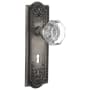 Nostalgic Warehouse Vintage Waldorf Gem Cut Octagon Crystal Single Dummy Door Knob with Solid Brass Meadows Rose and Keyhole Antique Pewter