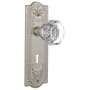 Nostalgic Warehouse Vintage Waldorf Gem Cut Octagon Crystal Single Dummy Door Knob with Solid Brass Meadows Rose and Keyhole Satin Nickel