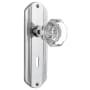 Nostalgic Warehouse Vintage Luxe Waldorf Lead Crystal Octagon Passage Door Knob Set with Brass Art Deco Plate, Keyhole and 2-3/8" Backset Bright Chrome
