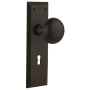Nostalgic Warehouse New York Solid Brass Dummy Door Knob Set with Keyhole Oil-Rubbed Bronze