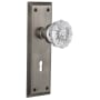 Nostalgic Warehouse Crystal Solid Brass Single Dummy Door Knob with New York Rose and Keyhole Antique Pewter