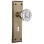 Nostalgic Warehouse Crystal Solid Brass Single Dummy Door Knob with New York Rose and Keyhole Antique Brass