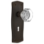 Nostalgic Warehouse Vintage Waldorf Gem Cut Crystal Vintage Skeleton Key Retrofit Entry Handleset Trim with Solid Brass Prairie Backplate, Keyhole and 2-1/4" Backset Oil-Rubbed Bronze