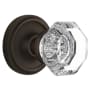 Nostalgic Warehouse Vintage Luxe Waldorf Lead Crystal Octagon Vintage Skeleton Key Retrofit Entry Handleset Trim with Solid Brass Classic Rose Plate, Keyhole and 2-1/4" Backset Oil-Rubbed Bronze