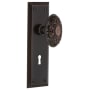 Nostalgic Warehouse Victorian Solid Brass Passage Door Knob Set with New York Rose, Keyhole and 2-3/8" Backset Timeless Bronze