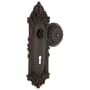 Nostalgic Warehouse Meadows Solid Brass Passage Door Knob Set with Victorian Rose, Keyhole and 2-3/8" Backset Timeless Bronze