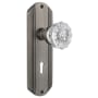 Nostalgic Warehouse Vintage Fluted Crystal Passage Door Knob Set with Art Deco Plate, Keyhole and 2-3/8" Backset Antique Pewter
