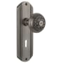Nostalgic Warehouse Classic Egg and Dart Solid Brass Privacy Door Knob Set with Art Deco Plate, Keyhole and 2-3/8" Backset Antique Pewter