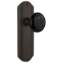 Nostalgic Warehouse Vintage Black Porcelain Privacy Door Knob Set with Solid Brass Art Deco Plate and 2-3/8" Backset Oil-Rubbed Bronze