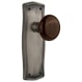 Nostalgic Warehouse Brown Porcelain Solid Brass Privacy Door Knob Set with Prairie Rose and 2-3/8" Backset Antique Pewter