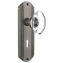Nostalgic Warehouse Vintage Oval Egg Smooth Crystal Privacy Door Knob Set with Art Deco Plate, Keyhole and 2-3/8" Backset Antique Pewter
