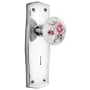 Nostalgic Warehouse Vintage Farmhouse Painted Rose Passage Door Knob Set with Solid Brass Prairie Country Backplate, Keyhole and 2-3/8" Backset Bright Chrome