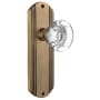 Nostalgic Warehouse Round Clear Crystal Passage Door Knob Set with Solid Brass Art Deco Back Plate, Keyhole and 2-3/8" Backset Antique Pewter