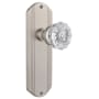 Nostalgic Warehouse Vintage Fluted Crystal Single Dummy Door Knob with Art Deco Plate Satin Nickel