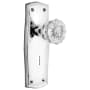 Nostalgic Warehouse Crystal Solid Brass Single Dummy Door Knob with Prairie Rose and Keyhole Bright Chrome