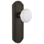 Nostalgic Warehouse Vintage White Porcelain Single Dummy Door Knob with Brass Art Deco Plate Oil-Rubbed Bronze