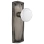 Nostalgic Warehouse Vintage Farmhouse White Porcelain Dummy Door Knob Set with Solid Brass Backplate Antique Pewter