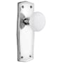 Nostalgic Warehouse Vintage Farmhouse White Porcelain Dummy Door Knob Set with Solid Brass Backplate Bright Chrome