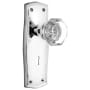 Nostalgic Warehouse Vintage Waldorf Gem Cut Crystal Vintage Skeleton Key Retrofit Entry Handleset Trim with Solid Brass Prairie Backplate, Keyhole and 2-1/4" Backset Bright Chrome