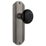 Nostalgic Warehouse Vintage Black Porcelain Dummy Door Knob Set with Solid Brass Art Deco Plate Antique Pewter