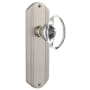 Nostalgic Warehouse Vintage Oval Egg Smooth Crystal Dummy Door Knob Set with Art Deco Plate Satin Nickel