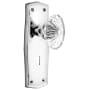 Nostalgic Warehouse Vintage Fluted Crystal Flower Dummy Door Knob Set with Solid Brass Prairie Backplate and Keyhole Bright Chrome