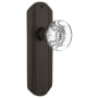 Nostalgic Warehouse Round Clear Crystal Single Dummy Door Knob with Solid Brass Art Deco Back Plate Oil-Rubbed Bronze