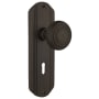 Nostalgic Warehouse Vintage Art Deco Solid Brass Vintage Skeleton Key Retrofit Entry Handleset Trim with Keyhole and 2-1/4" Backset Oil-Rubbed Bronze