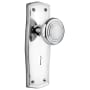 Nostalgic Warehouse Deco Solid Brass Single Dummy Door Knob with Prairie Rose and Keyhole Bright Chrome