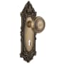 Nostalgic Warehouse Deco Solid Brass Privacy Door Knob Set with Victorian Rose, Keyhole and 2-3/8" Backset Antique Brass